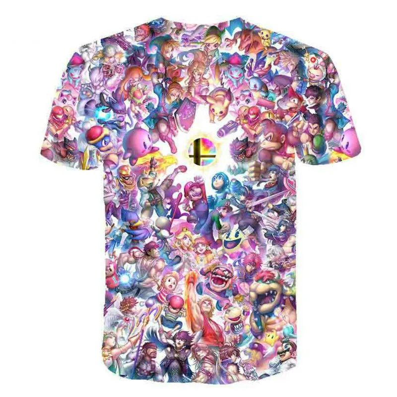 

2021 summer cartoon T-shirt new 3D fantasy printing short-sleeved casual T-shirt children's clothing, round neck cartoon image s
