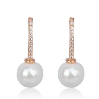 blecome elegant round long earrings simulated pearl material earring for women girls ear drop jewelry valentine days gift