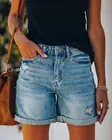 Женские джинсовые шорты, классические винтажные синие широкие шорты с высокой талией, лето 2021