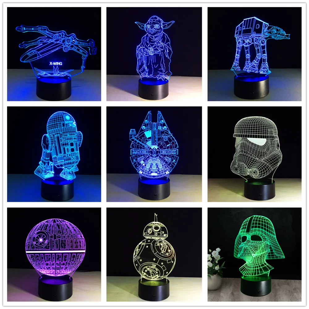 Звездные войны Звезда смерти Дарт Вейдер Мастер Йода джедай лидер 3D светодиодная
