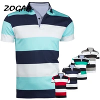 zogaa 2021 new summer casual polo shirt men cotton breathable high quality striped printed male short sleeve polo shirt