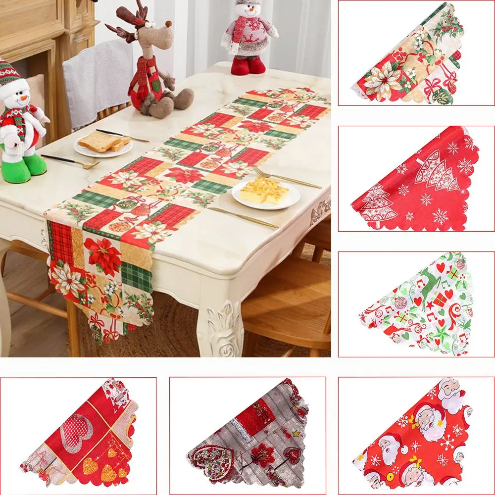 

New Year 2022 Christmas Tablecloth Fashion Elk Snowman Christmas Gift Table Desktop Decorative Home Xmas Ornaments
