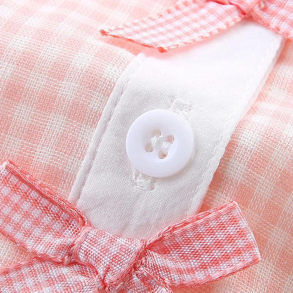 

New Spring Baby Clothes Baby Girl Plaid Single-Breasted Jumpsuit Cotton Long-Sleeved Newborn Romper