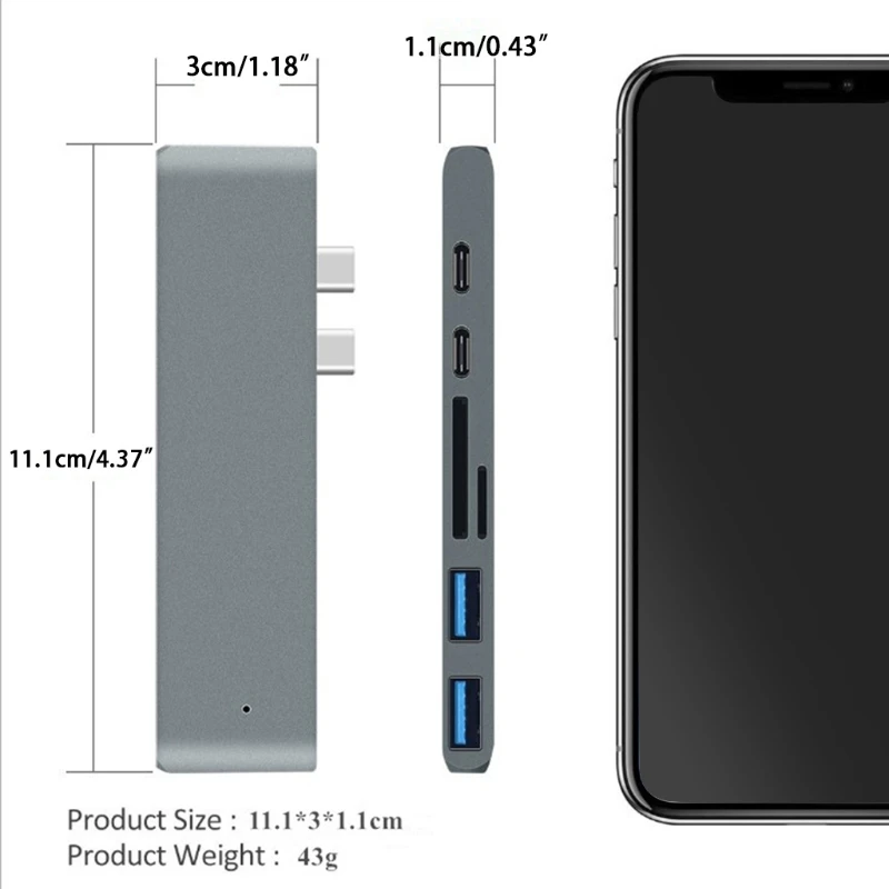 

Powered USB Hub USB3.1 High-speed Transmission Dual Type-C USB Hub Splitter USB 3.1 Hub Multi-port Notebook Desktop