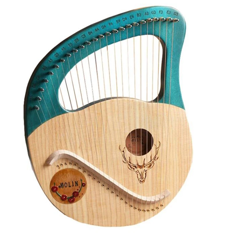 

Lyre Harp,Greek Violin,24 String Wooden Lyre Instrument,with Tuning Wrench, for Music Lovers Beginners,Etc,