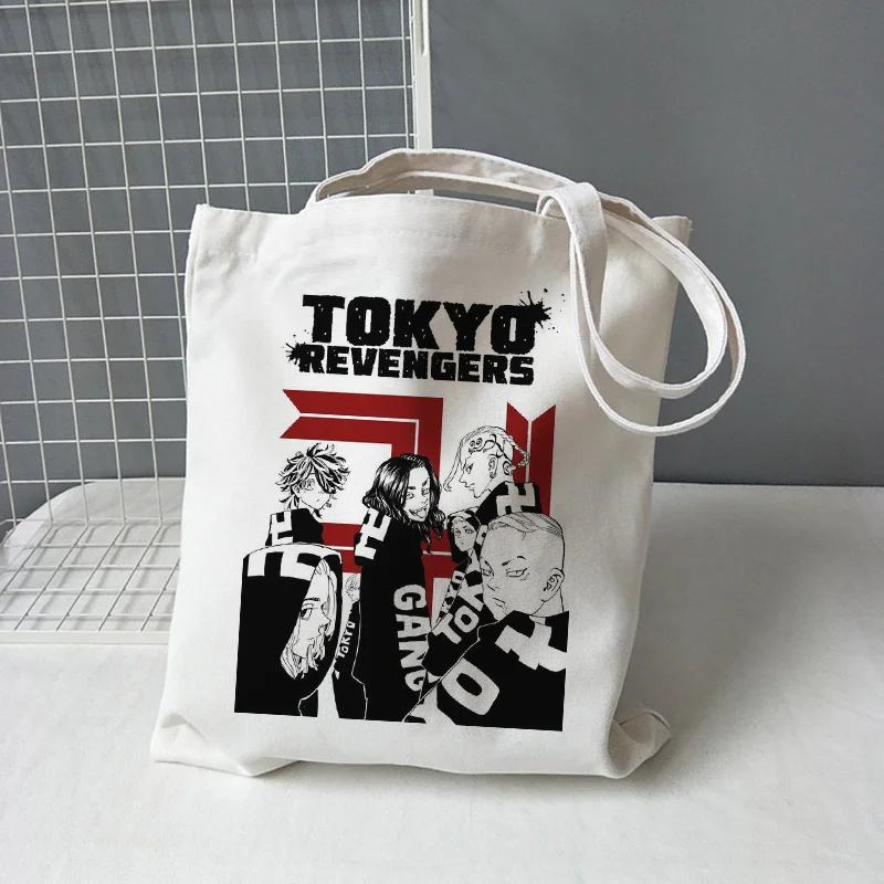 

Пляжная сумка-тоут сумка для покупок сумки Холст Многоразовые сумки 2021 Новый японская, Tokyo Мстители в готическом стиле, футболка с изображен...