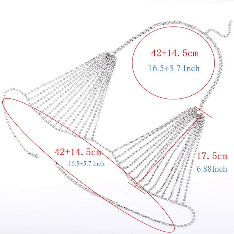 VCU New Fashion Hollow Sexy Fishnet Diamond Bra Body Chain For Women Harness Necklace Boho Beach Jewelry |