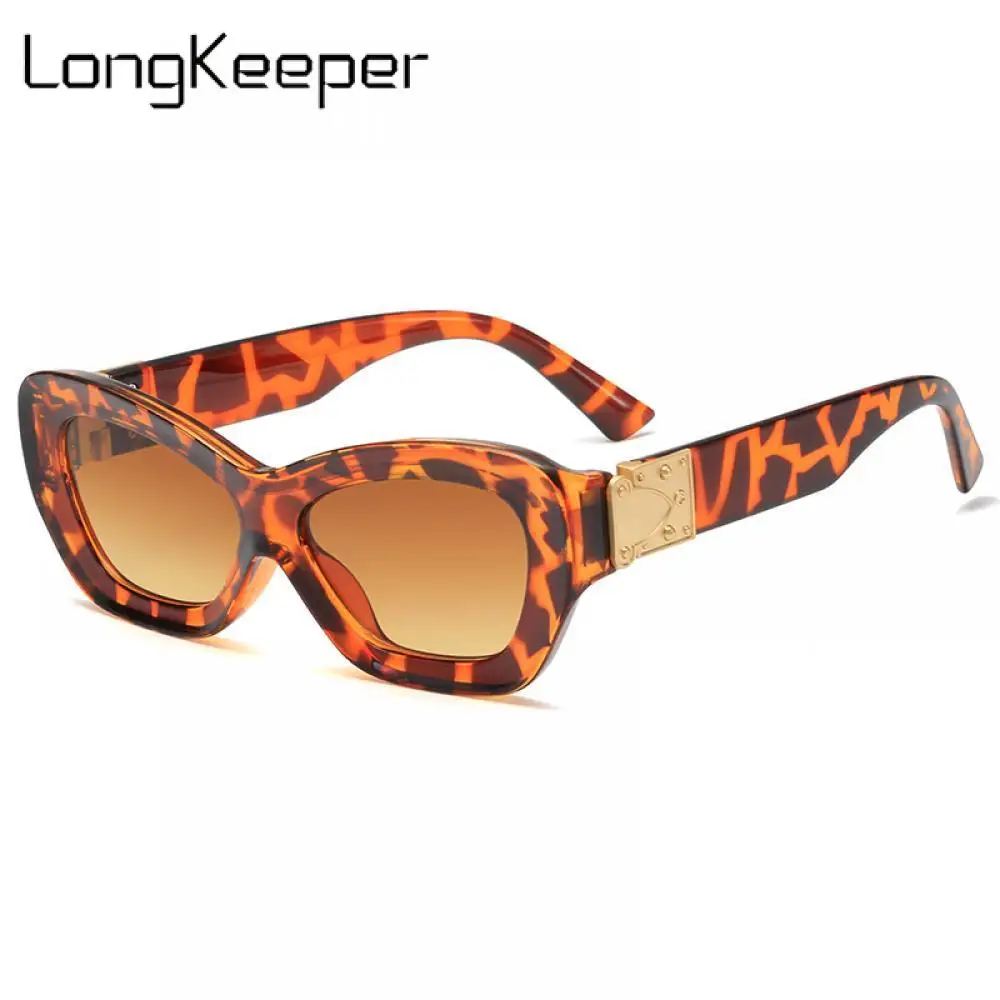 

LongKeeper Cat Eye Sunglasses Women 2021 Brand Design Thick Frame 90s Fashion Sun Glasses Ladies Leopard Shades gafas de sol