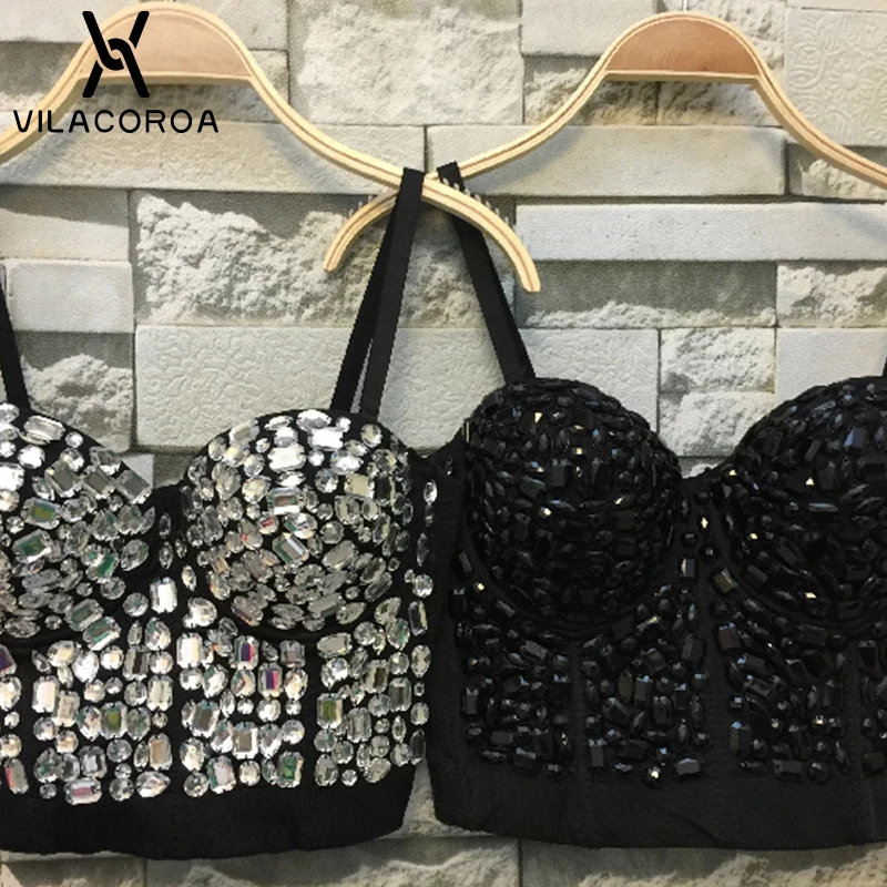 Gorgeous Rhinestone Corset Camis Women Diamonds Cropped Top Sexy Party Women's Bra Cropped Top Wedding Vest Camis Mujer