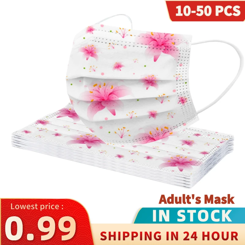 10/50 шт Mascarillas Faciales Desechables маски для лица взрослых Для женщин Цветочный принт
