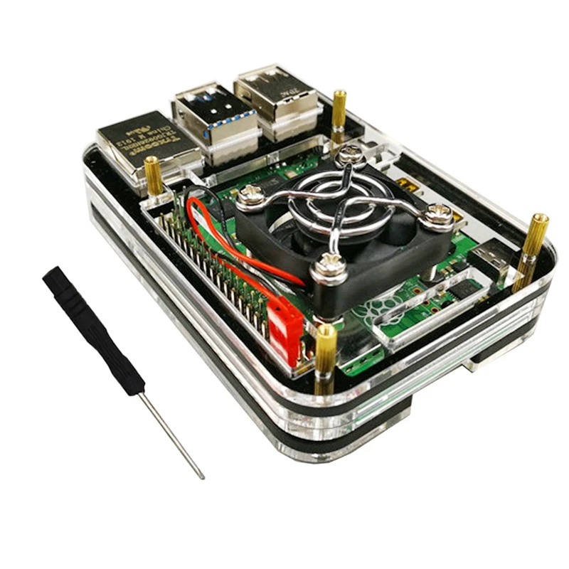 Для Raspberry Pi акриловый чехол с охлаждающим вентилятором для 4 Модель B | Электроника
