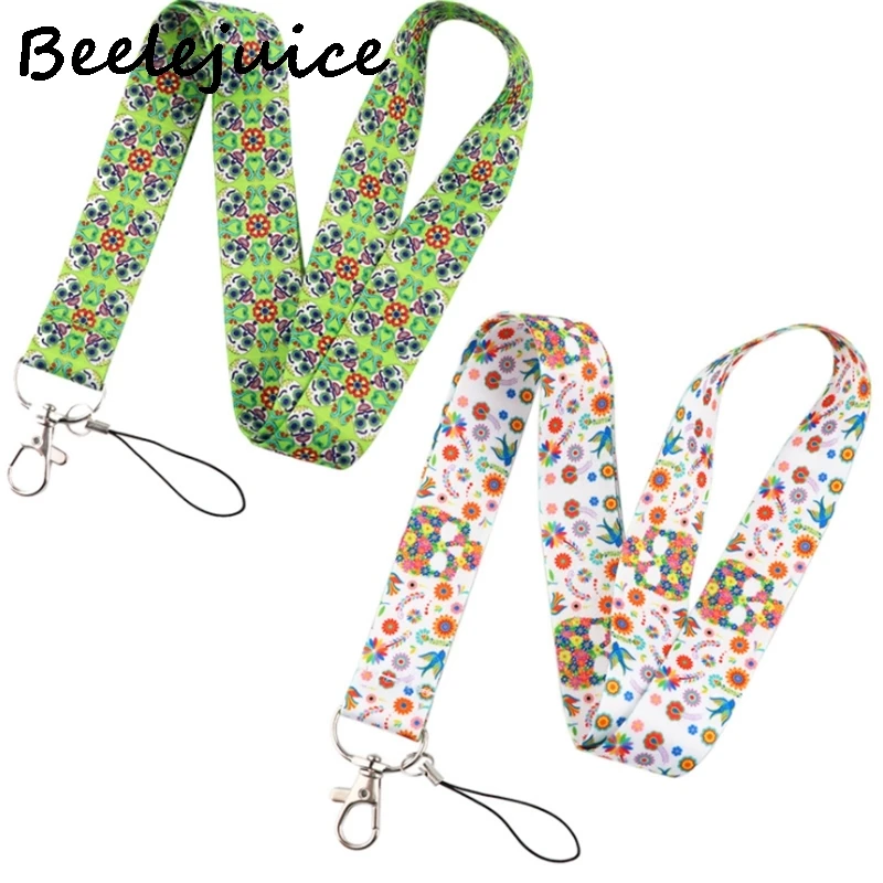 

24 шт. мексиканский стиль Сахар Череп Шнурок для ключей телефон крутой шейный ремешок шнурок для камеры свисток ID значок Симпатичные ленты