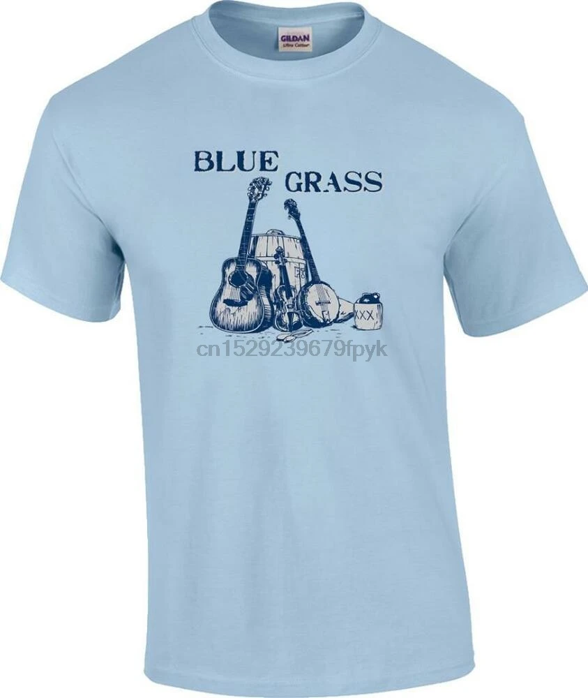 Футболка с синей травой музыкой банджо скрипкой гитарой|Мужские футболки| |