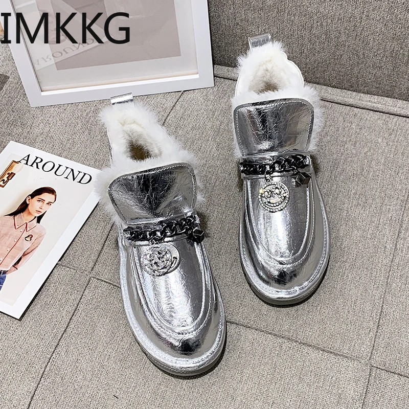 Женские зимние ботинки на меху непромокаемые повседневные ботильоны плоской