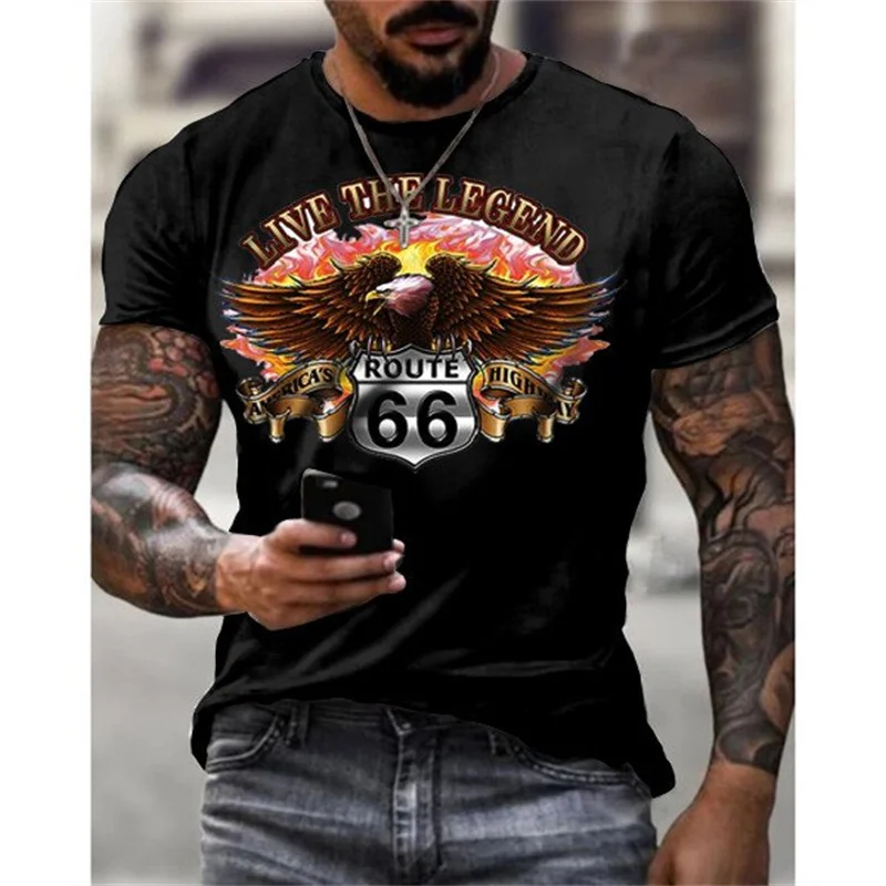 

Hot new men's T-shirt American tough guy 66 letters printing casual retro short-sleeved summer men's oversized T-shirt top