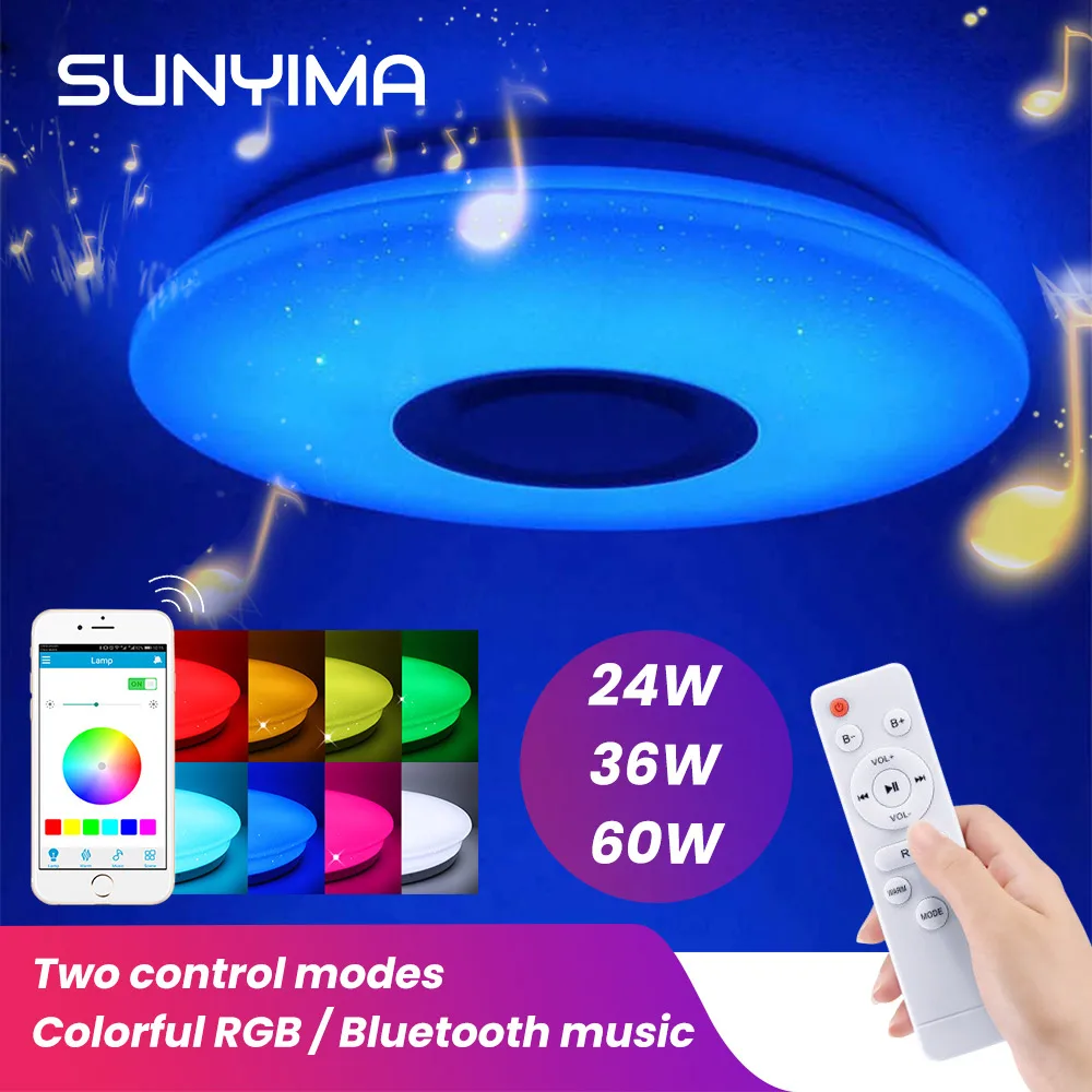 Фото SUNYIMA работы при прослушивании музыки по Bluetooth светодиодный потолочная люстра