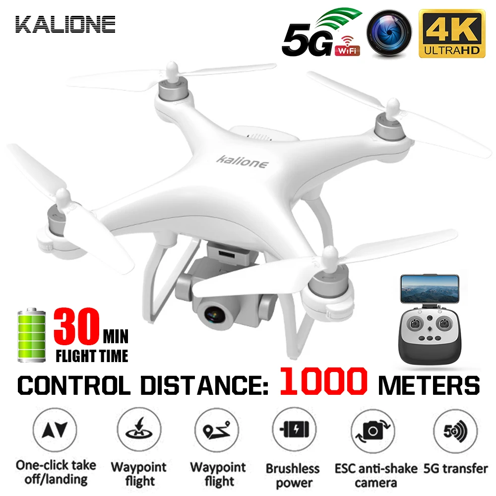 Квадрокоптер KALIONE K777 Радиоуправляемый с GPS Wi Fi 4K HD зум 30 минут