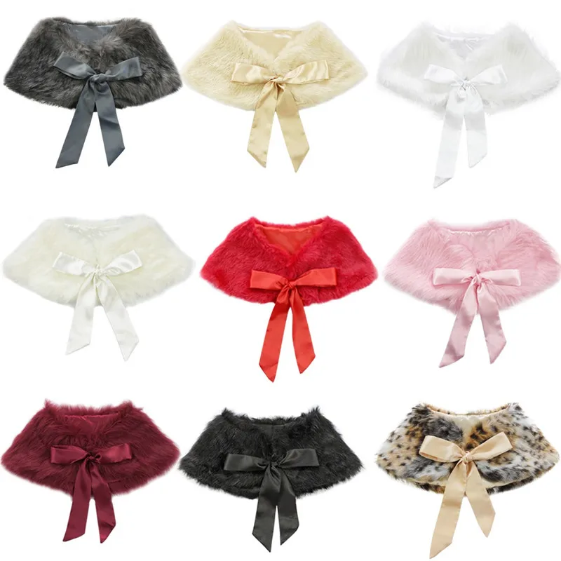 Меховая накидка детское Болеро белого розового черного красного шампанского