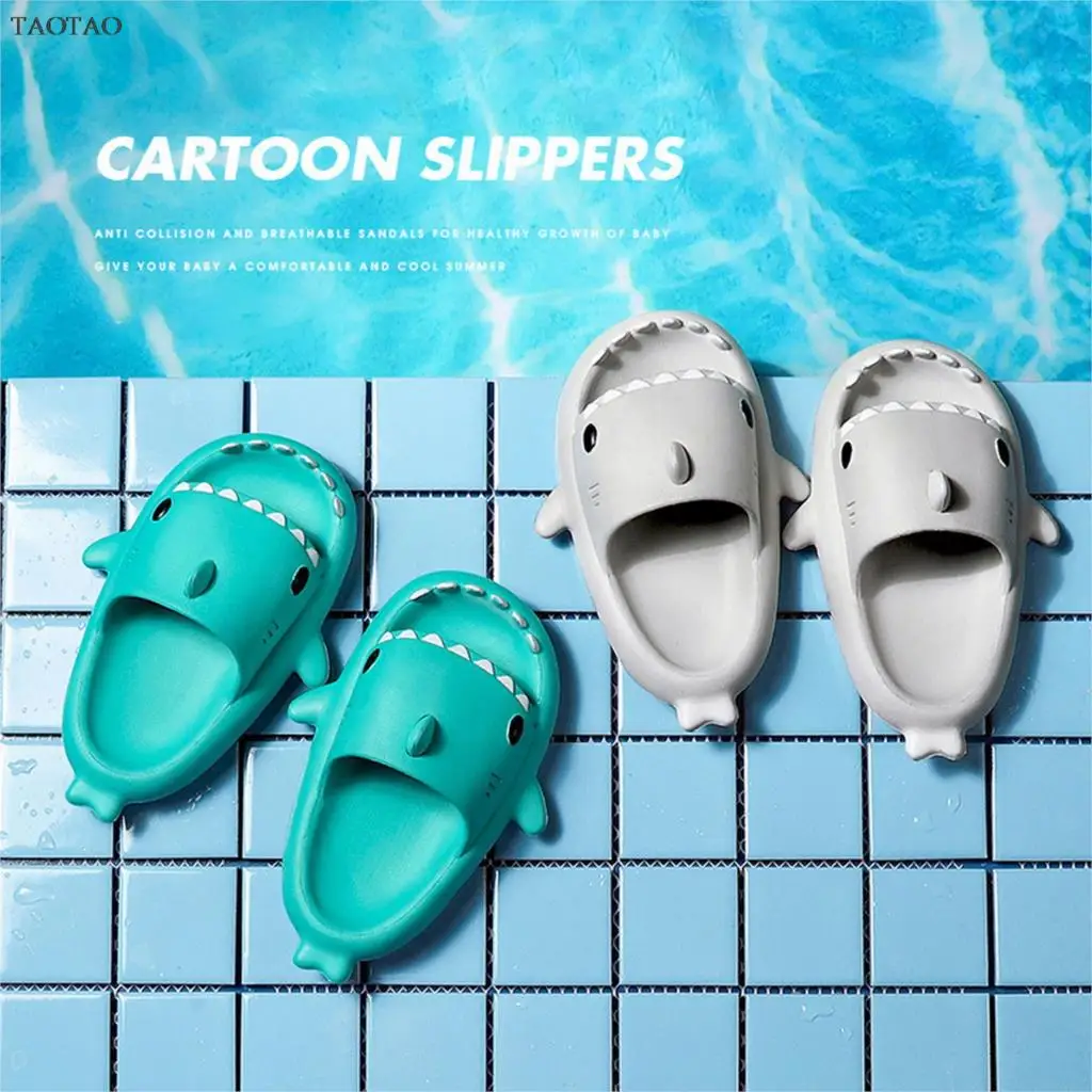 

2021 Summer Funny Slippers Cute Shark-shaped Home Non-slip Boys Kids Slippers Toddler Girls Shoes Soft Beach Slippers