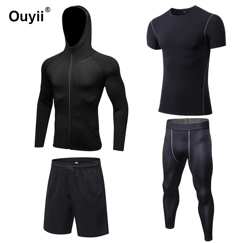 Новый мужской спортивный костюм быстросохнущая Спортивная одежда для бега