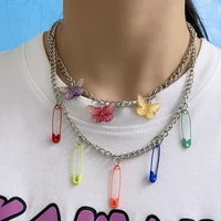 vg 6ym new colorful pin butterfly multi layer ladies necklace fashion womens birthday present jewelry dropshipping gifts