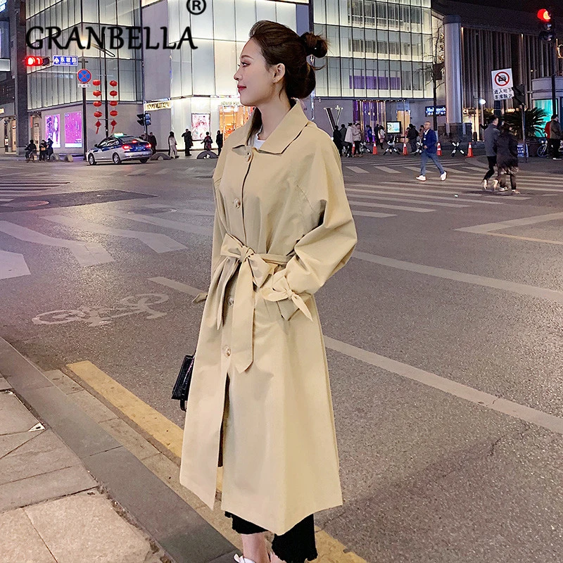 Осенние темпераментные свободные женские повседневные однотонные пальто с