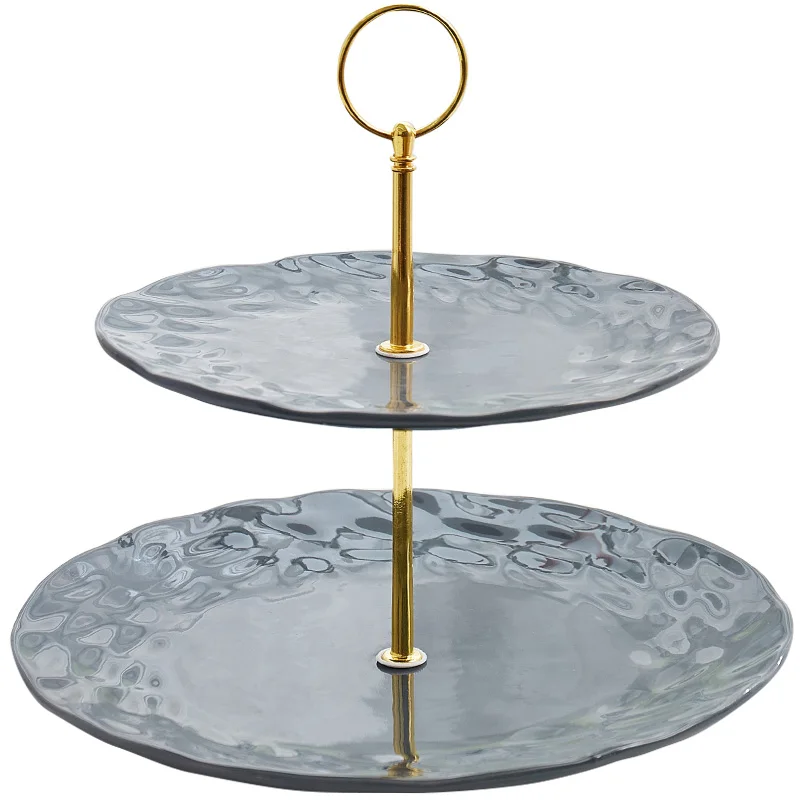 

Modern creative European style fruit tray living room luxury double deck snack candy fruit tray tea table accessories