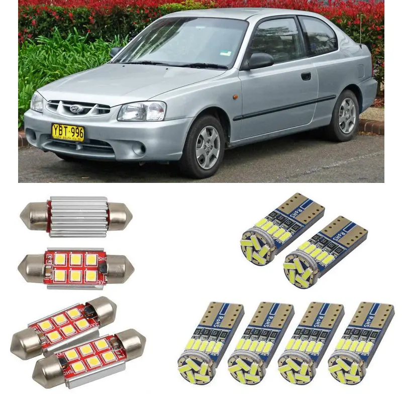 

Interior led Car lights For Hyundai accent 2 lc hatchback saloon lc bulbs for cars License Plate Light 6pc