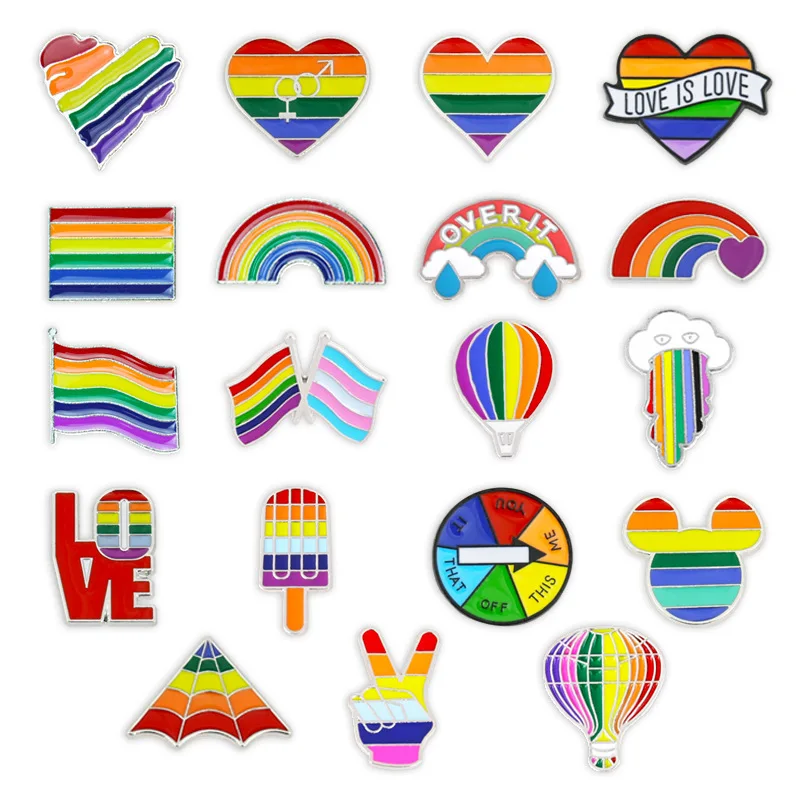 

Rainbow Flag Comrade Brooch Spot Coat Clothing Oil Dripping Cartoon Collar Love Couple Brooch Jewelry Gift for Freinds