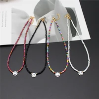 natural freshwater shell round white smiley rainbow beaded choker necklace for women chain jewelry accessories