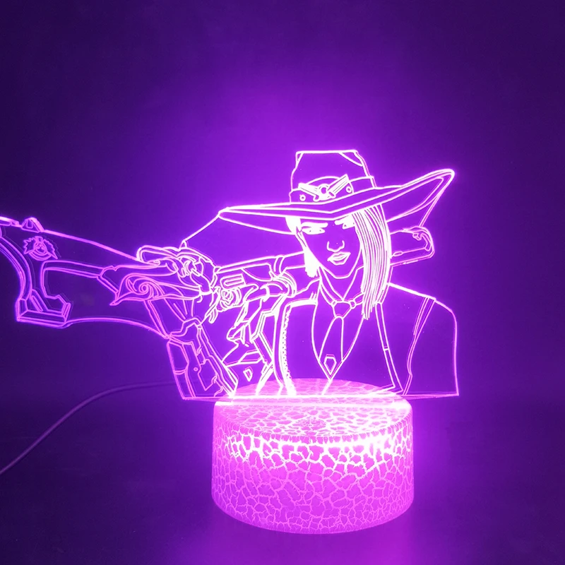 

3d Led Light Game Overwatch Ashe Figure Night Light Color Changing App Control for Gaming Room Decoration Table Lamp Gamer Gifts