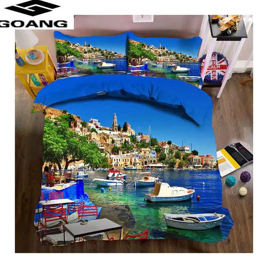 

GOANG sell well special hotel bedding set full size duvet cover set pillowcases Beach bedding and bed set travel vacation gifts
