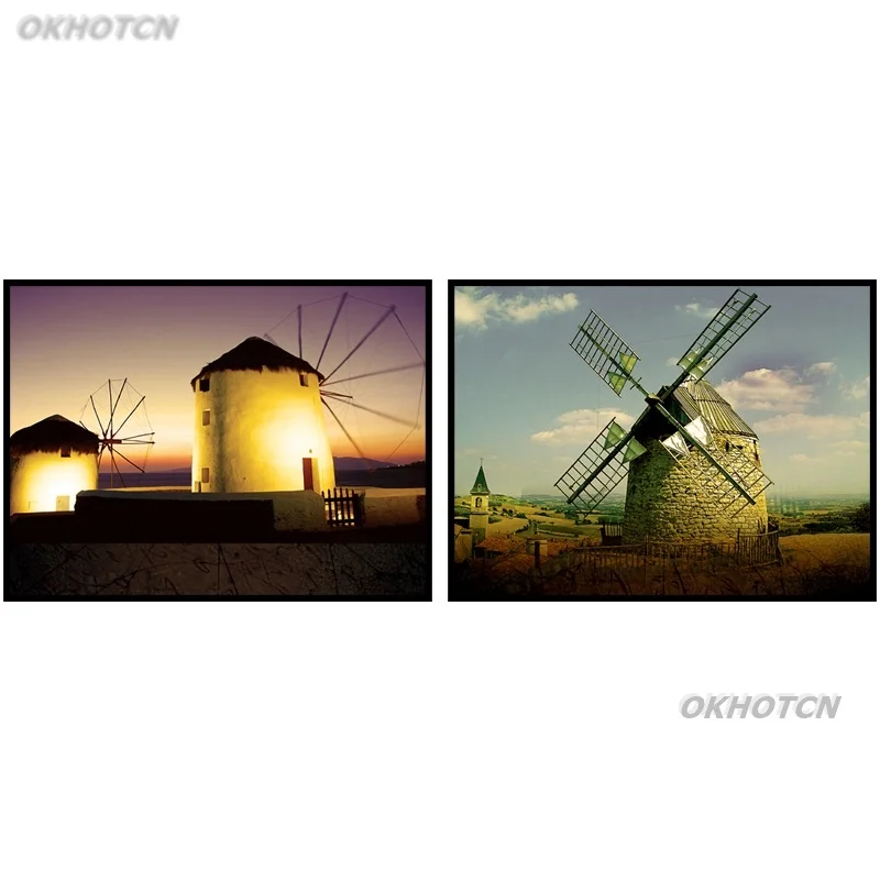 

Landscape Canvas Painting Nordic Retro Rural Windmill Poster Family Wall Art Decoration Pictures Modular Living Room Home Decor