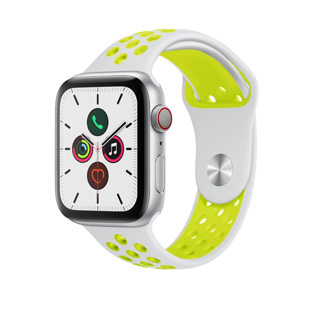 Силиконовый ремешок для apple watch 5 4 band correa apple watch 44 мм 40 мм 42 мм 38 мм iwatch 5 4 3 2 1 спортивный браслет на запястье - Цвет ремешка: silver yellow