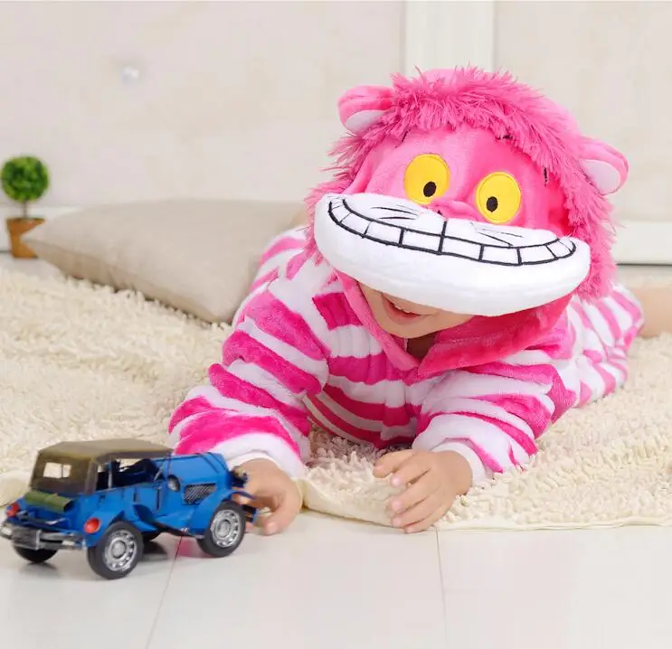 Детская Фланелевая пижама с капюшоном и котом зимний Пижамный комплект для