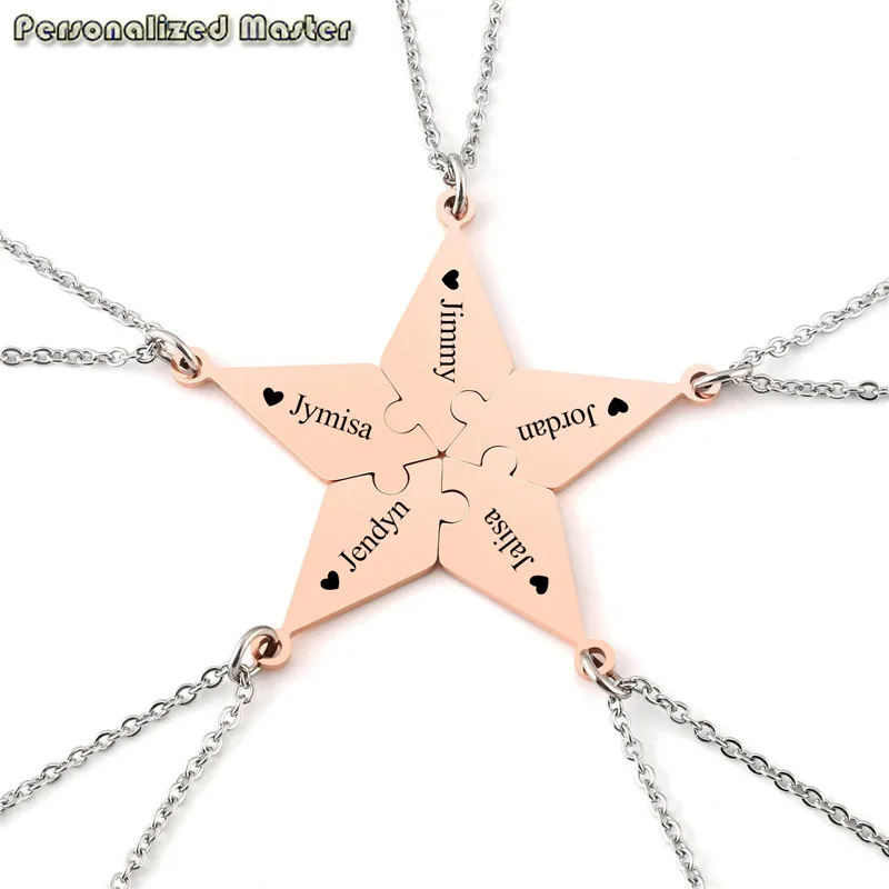 

Personalized Master Custom Name Pendant Stainless Steel Friendship Necklaces Engraving Pendant Puzzle Necklace Friends BFF Gift