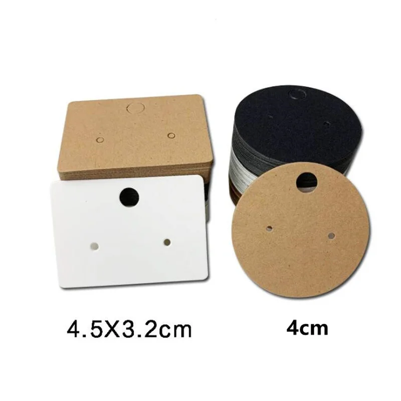 100pcs Round Cardboard Earring Display Cards Blank Kraft Paper Jewelry Hanging Tags for Ear Studs Selling Packaging - купить по