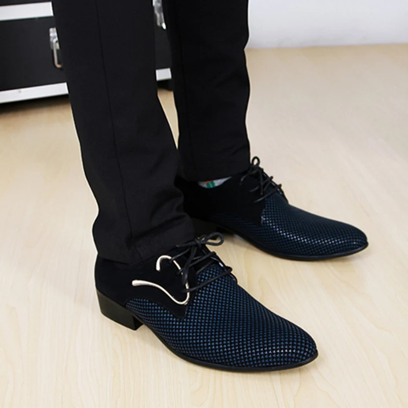 

2019 Mens Leather Concise Shoes Men's Business Dress Pointy Plaid Black Shoes Breathable Formal Wedding Basic Shoes Men Loafers