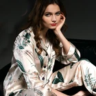 Пижама из шелка тутового шелкопряда для женщин, роскошный брендовый костюм, комплект из двух предметов с принтом и длинным рукавом, шелковая Домашняя одежда, 100%