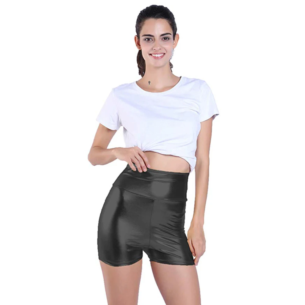 AOYLISEY женские блестящие сексуальные шорты металлик для танцев джаза черное