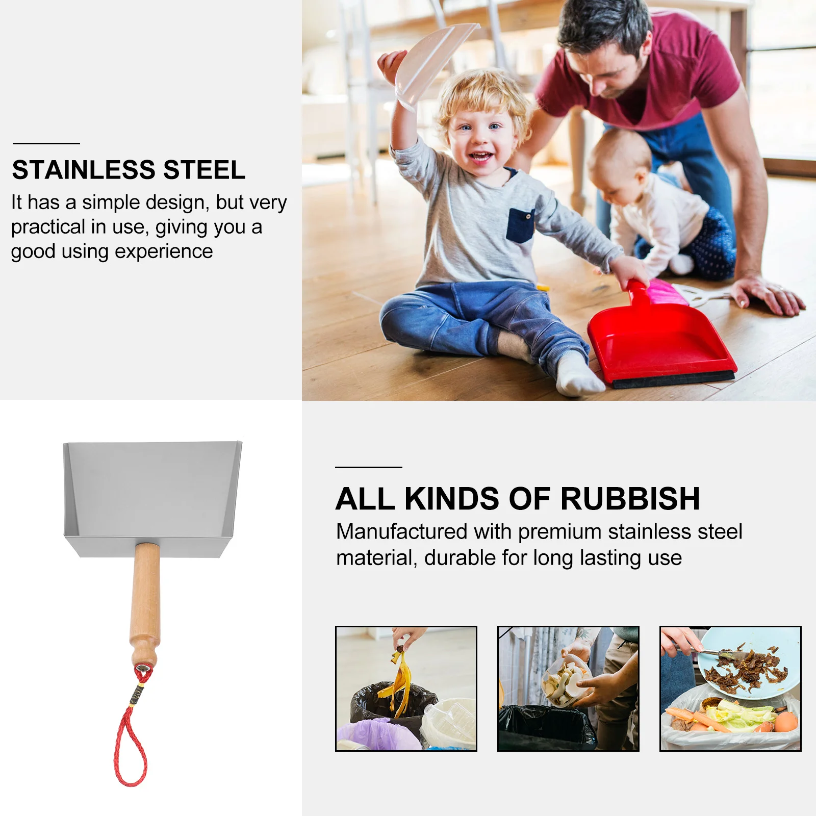1pc Stainless Steel Dust Pan Tabletop Dustpan Cleaning Tool (Silver) | Дом и сад