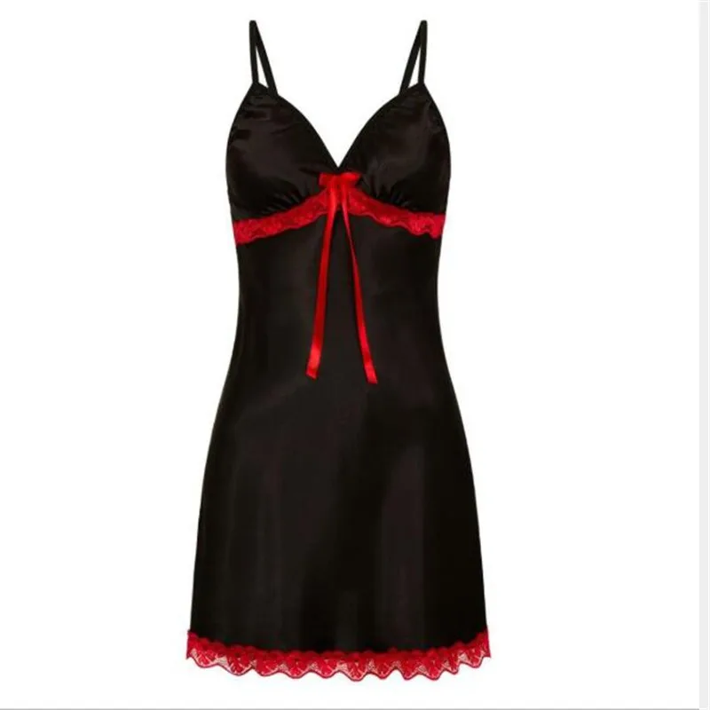 

Sexy Women Lace Sleepwear Sling Silk Satin Night Dress Sleeveless V-neck Nightgown Nightdress Nightwear