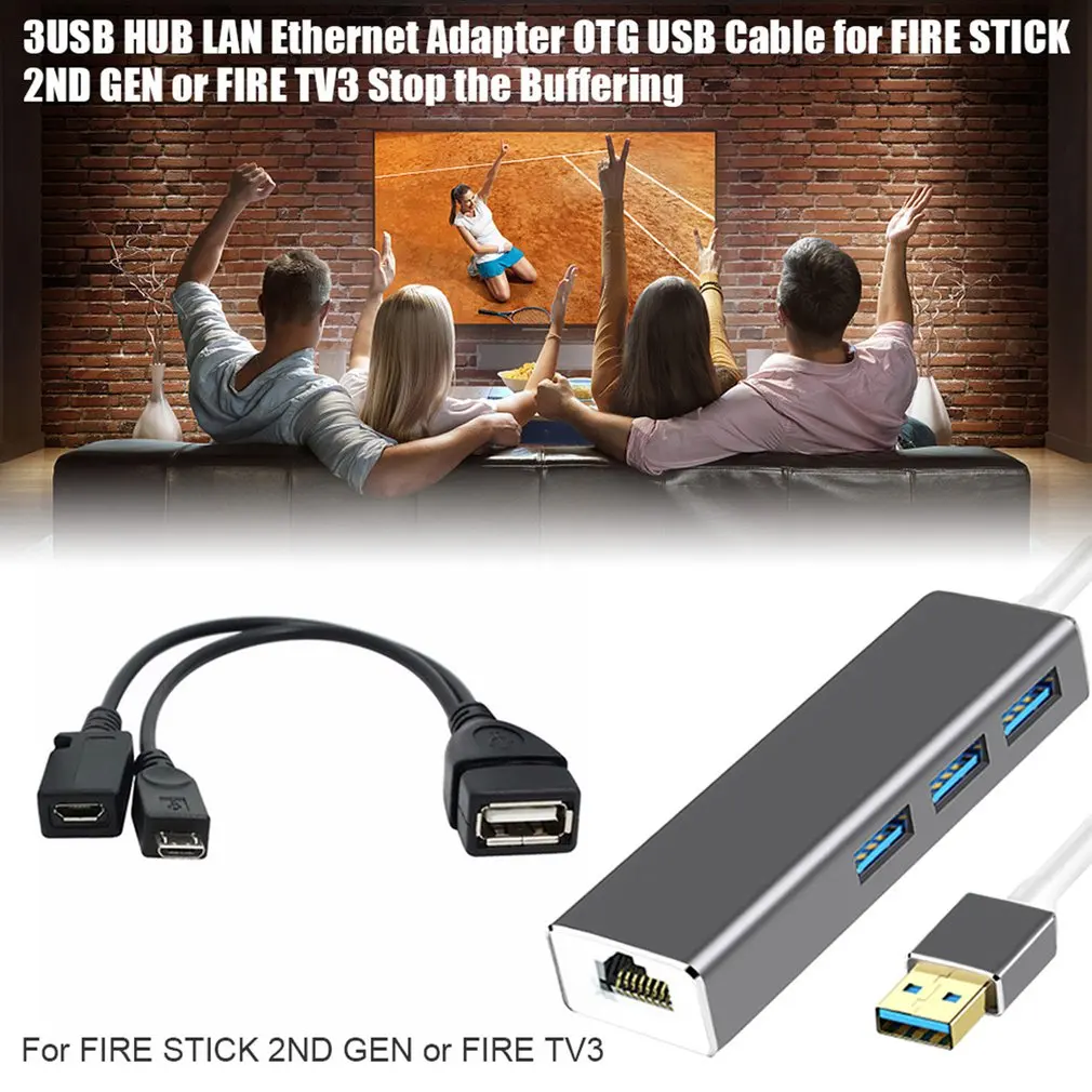 3-портовый стандартный разъем Ethernet и адаптер OTG для Amazon Fire FIRE STICK | Компьютеры офис