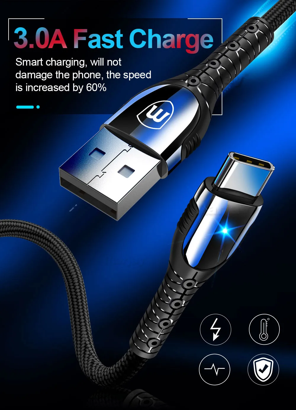 Кабель Marjay usb type-C для samsung S8 S9 S10 A50 A70 3A Быстрая зарядка USB C для Xiaomi Redmi Note 7 кабель type-C для мобильного телефона