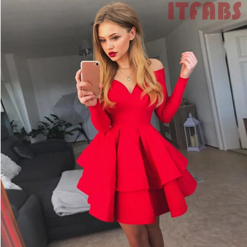 Женское сексуальное многослойное платье с оборками и открытыми плечами без