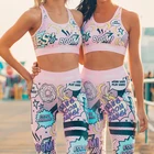 Набор для йоги, женский спортивный костюм, спортивная одежда с граффити, набор для йоги, женский спортивный костюм, комплект одежды для тренировок, одежда для спортзала, комплект из 2 предметов, леггинсы