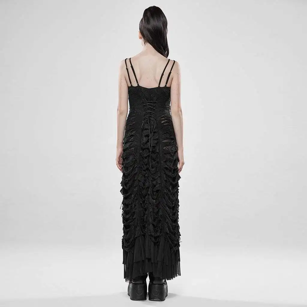 Панк Rave women's Goth Тонкий облегающий скольжения Русалка Длинные платья WQ