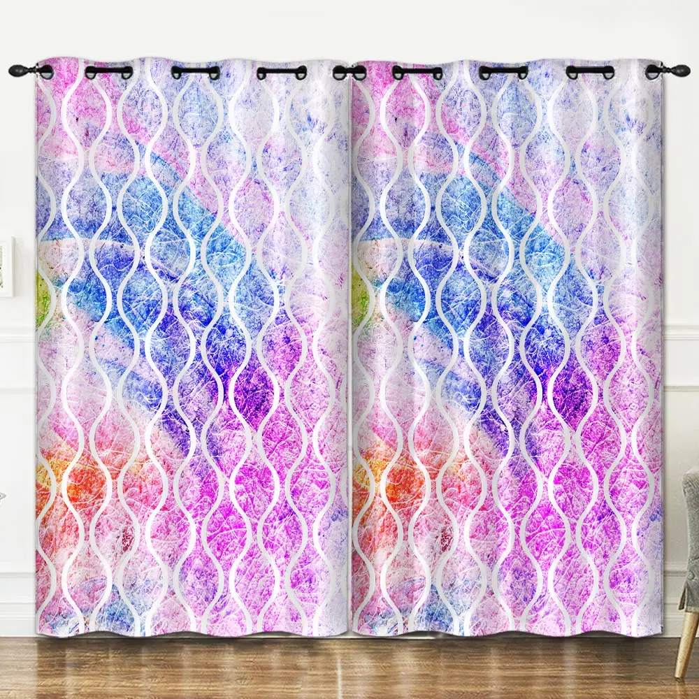 

Flow color texture bedroom living room decoration curtain background decoration cloth pink curtains luxury