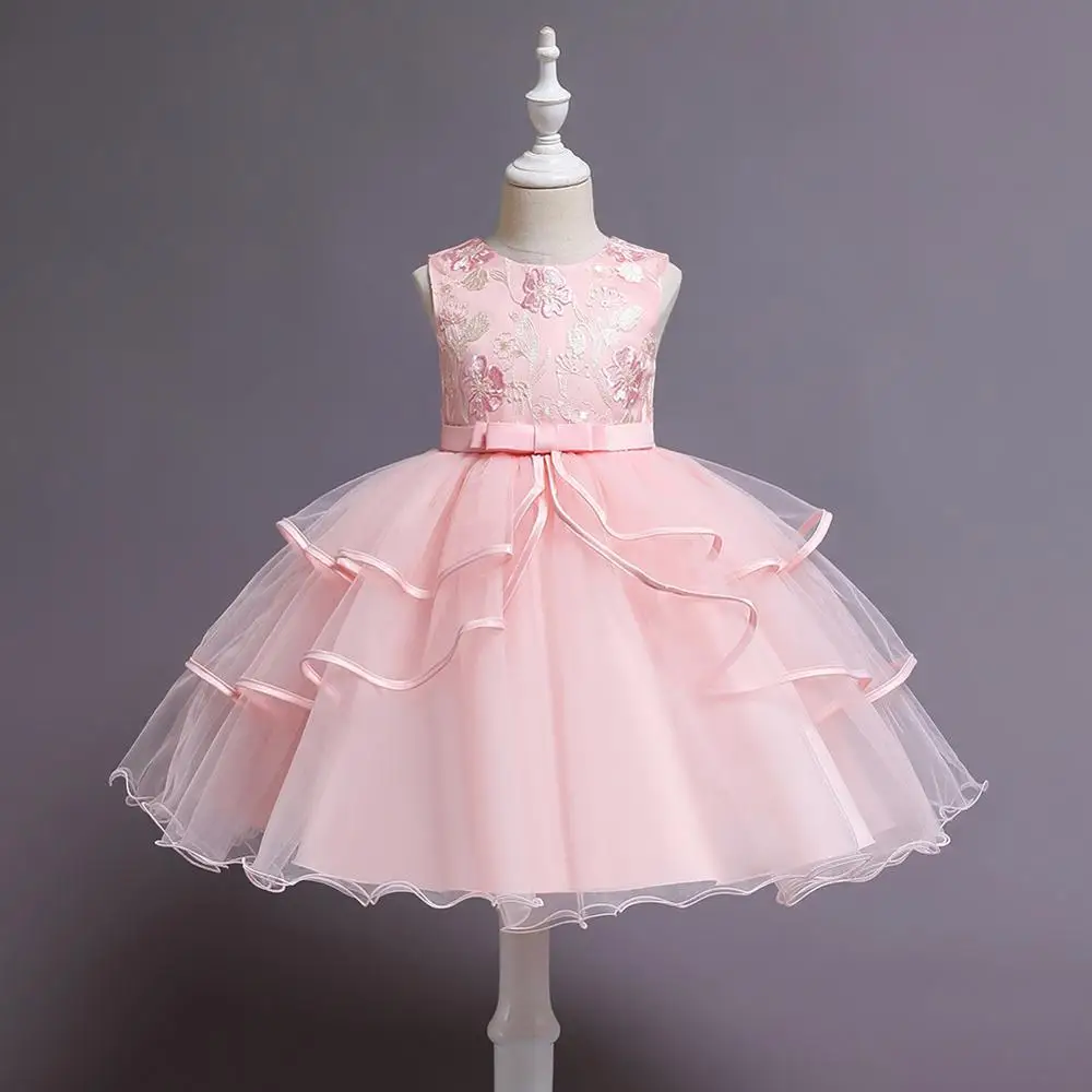 

New hot-selling children's princess dress flower girl wedding evening dress girl fluffy embroidery flower dress