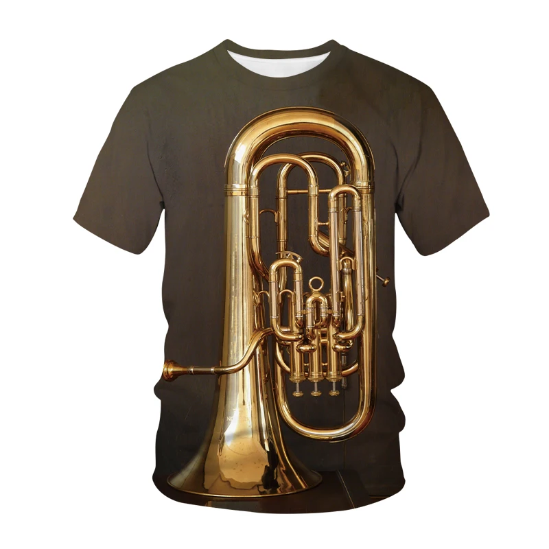 

Newest Men's T Shirts 3D Saxophone Printed Top Tees Summer Short Sleeve T Shirts Funny Male Music T-shirts Streetwears